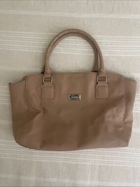 Nine West Classic Taupe Leather Tote Bag